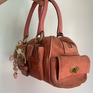 Vintage Authentic Coach Coral Pink Suede Bag